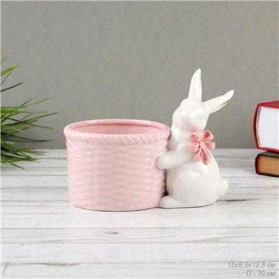 Фигурка кашпо розовое Кролик / 19083-2P /уп 24/