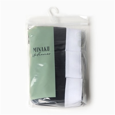 Трусы женские слипы MINAKU рубчик, набор 3 шт., размер 40-42, чёрные