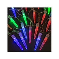 Гирлянда «Нить» 5 м с насадками «Сосульки граненые», IP20, прозрачная нить, 20 LED, свечение мульти (RG/RB), мигание, 220 В