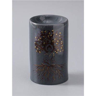 УЦЕНКА Аромалампа для эфирных масел керамика «Фокус на себя», серая с золотом, 7.2×7.2×11.6 см