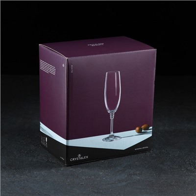 Набор бокалов для шампанского из хрустального стекла Bohemia Crystal «Оливия», 190 мл, 6 шт.