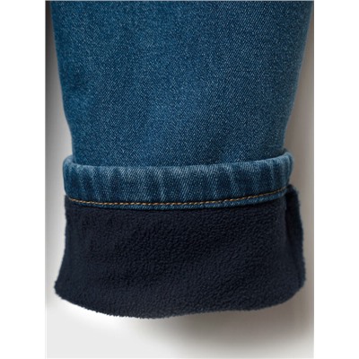 Полукомбинезон текстильный джинсовый утепленный флисом для мальчиков