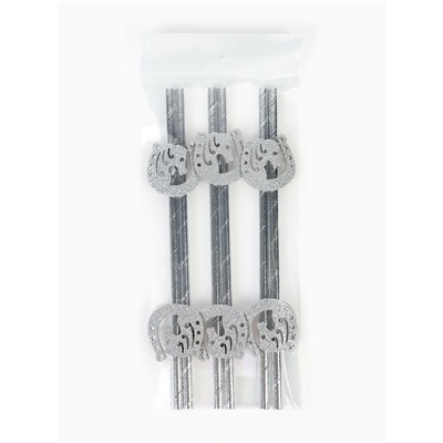 Трубочки для коктейля «Подкова» серебряные, набор 6 шт.