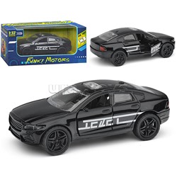 Чёрная инерционная машинка люкс с принтом die-cast, 1:32, открывающиеся двери
