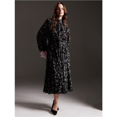 Платье с поясом миди женское MIST, размер 48, чёрное