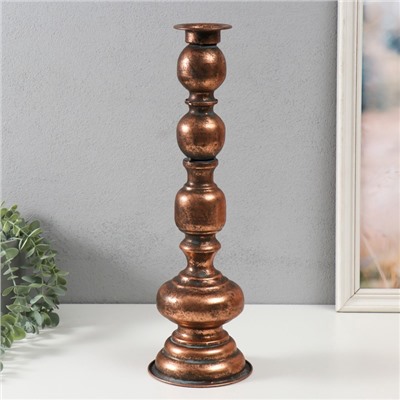 Металлический подсвечник на 1 свечу «Эрмете», состаренная бронза, 13.5×13.5×43.5 см