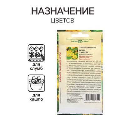 Семена Лантана сводчатая «Любава», 0.1 г, «Гавриш»