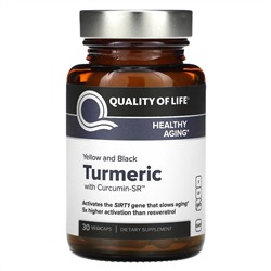 Quality of Life Labs, Yellow And Black Turmeric With Curcumin-SR, 30 Vegicaps