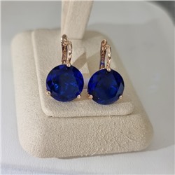 Серьги с кристаллом под Swarovski ювелирная бижутерия коллекция "Дубай" покрытие позолота, вставка: стекло, цвет: синий, арт.414.676