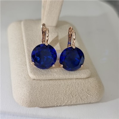 Серьги с кристаллом под Swarovski ювелирная бижутерия коллекция "Дубай" покрытие позолота, вставка: стекло, цвет: синий, арт.414.676