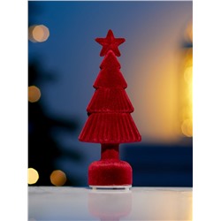 Фигура светодиодная «Ёлочка бархатная красная», 1 LED, 15×6 см, от батареек 3xAG13, свечение тёплое белое