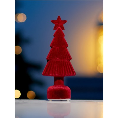 Фигура светодиодная «Ёлочка бархатная красная», 1 LED, 15×6 см, от батареек 3xAG13, свечение тёплое белое
