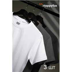 Мужская базовая футболка из хлопка 3 шт. Happyfox