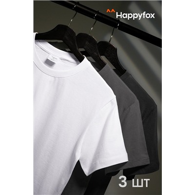 Мужская базовая футболка из хлопка 3 шт. Happyfox