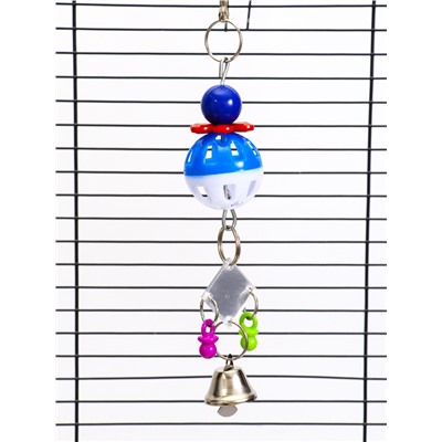 Игрушка для птиц «Дискотека», 19×4 см, с зеркалом и шариком, цвет МИКС