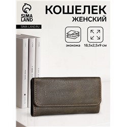 Кошелёк женский на кнопке, 18.5×2.5×9 см, коричневый