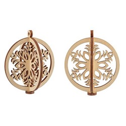 Деревянная заготовка из фанеры подвеска объемная "Шар" d=7х0,3 см (снежинка 1) КЛ-44 "Mr. Carving"