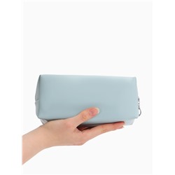 Косметичка женская ONE COLOR, на молнии, экокожа, голубая