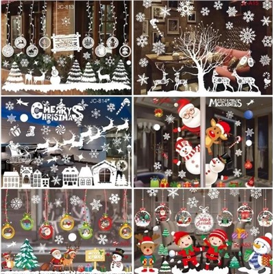 Рождественские рулонные наклейки на стекло 50х70см