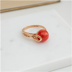 Кольцо 19 р ювелирная бижутерия коллекция "Дубай" покрытие позолота, вставка: искусственный жемчуг и цирконы, цвет: прозрачный и красный с перламутровым отливом, арт.007.202-19