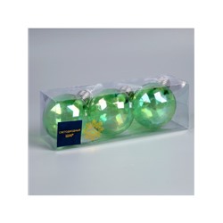 Набор ёлочных шаров «Акценты зелёного», 3 шт., d=7 см, 3 LED, от батареек AG13×9, свечение тёплое белое