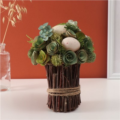 Интерьерный декор «Пасхальный зелёный букет», 20×20×22 см