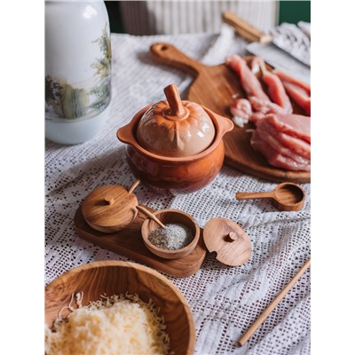 Горшочек для запекания Кунгурская керамика «Луговой», 600 мл, с ручками, керамика, оранжевый