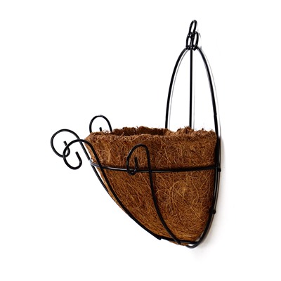 Кашпо настенное, d=20 см, металлическое, со вставкой из кокоса