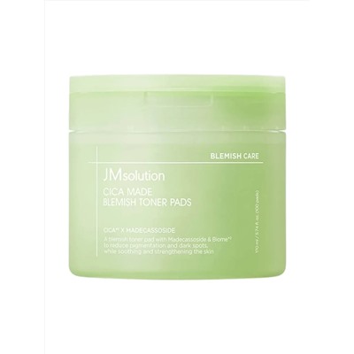 JMsolution Успокаивающие тонер-пэды для лица с центеллой / Cica Made Blemish Toner Pads, 100 шт. 28525