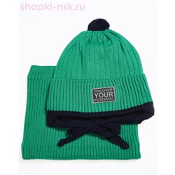 02-1-M Комплект для мальчика флис (шапка+снуд) (50-54)