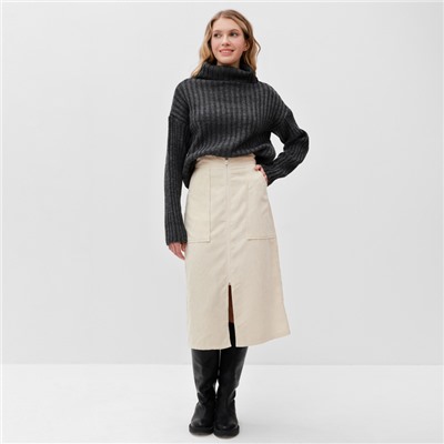 Юбка миди женская MINAKU: Velvet collection, молочная, размер 42