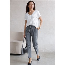 Брюки с поясом на резинке из премиальной поливискозы с эластаном