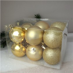 Елочные шары 12 штук 6 см / HX-13/2 /уп 60/ золото