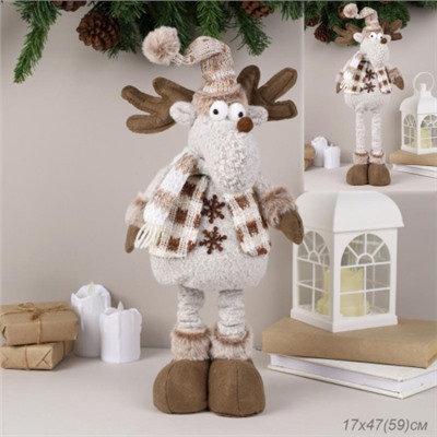 Новогоднее украшение Олень на телескопических ножках 47/59 см / NA107 /уп 60/