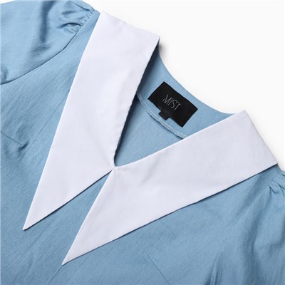 Платье мини женское джинсовое с воротником MIST, размер 42, светло-голубое