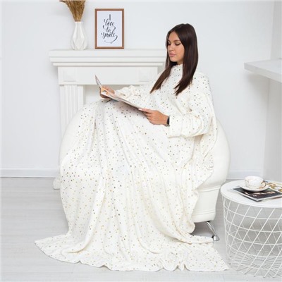 Плед с рукавами «Этель. Золотые звезды», 150×200 см, корал-флис