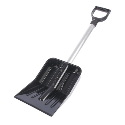 Лопата для уборки снега, автомобильная, ковш из поликарбоната 345×260 мм, алюминиевый черенок, с ручкой