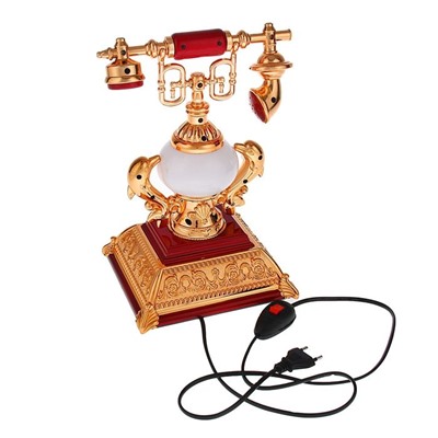 УЦЕНКА Часы - светильник «Ретро - телефон», красные вставки, 18×18×28.5 см