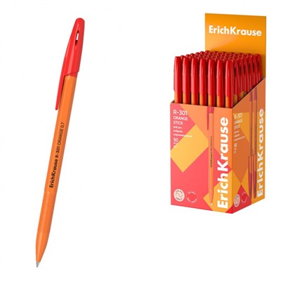Ручка шариковая R-301 Orange Stick красная 0.7мм 43196 ErichKrause