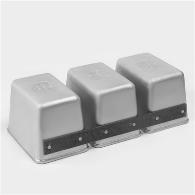 Форма для хлеба, 3 л (1,2 л), 30,5×14×10 см, Л-11, 3-х секционная, литой алюминий