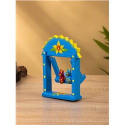 Сувенир «Зайки на качелях», 11×5.4×14.4 см, дерево, синий