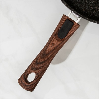 Сковорода KUKMARA Granit ultra original, d=28 см, съёмная ручка, антипригарное покрытие, алюминий, чёрная