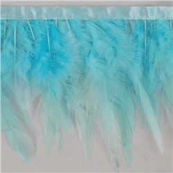 Перья петуха декоративные, на ленте, 10-15 см, 5±0.5 м, голубые
