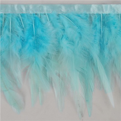 Перья петуха декоративные, на ленте, 10-15 см, 5±0.5 м, голубые