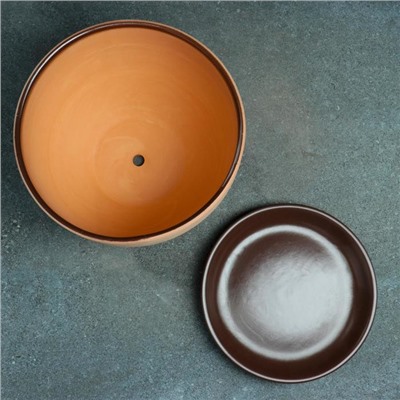 Горшок для цветов «Восток», 4 л, d=23 см, h=17 см, керамика, с поддоном, коричневый