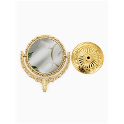 Зеркало настольное, двустороннее, с увеличением, d зеркальной поверхности 10 см, цвет золотистый