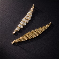 Серьги бижутерия висячие вечерние с камнями, цвет: золотистый и прозрачный, арт.012.077