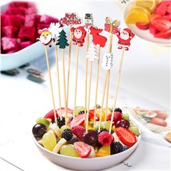 Набор бамбуковых шпажек для канапе "Новогодний микс" 100 штук по 12 см.