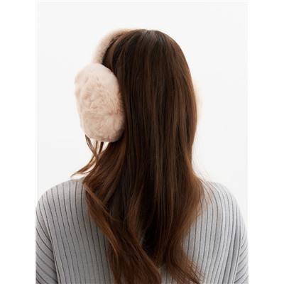 Меховые наушники складные женские MINAKU, бежевые, размер 54-58