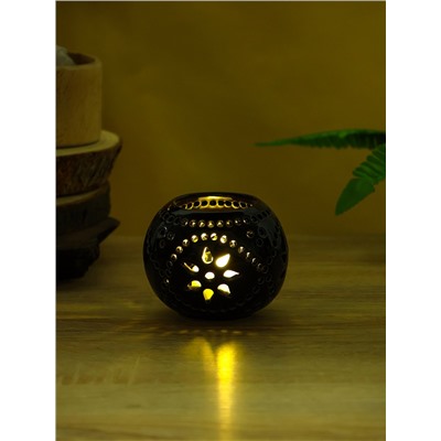 Подсвечник «Шар», 9×9×8 см, керамика, тёмно-коричневый